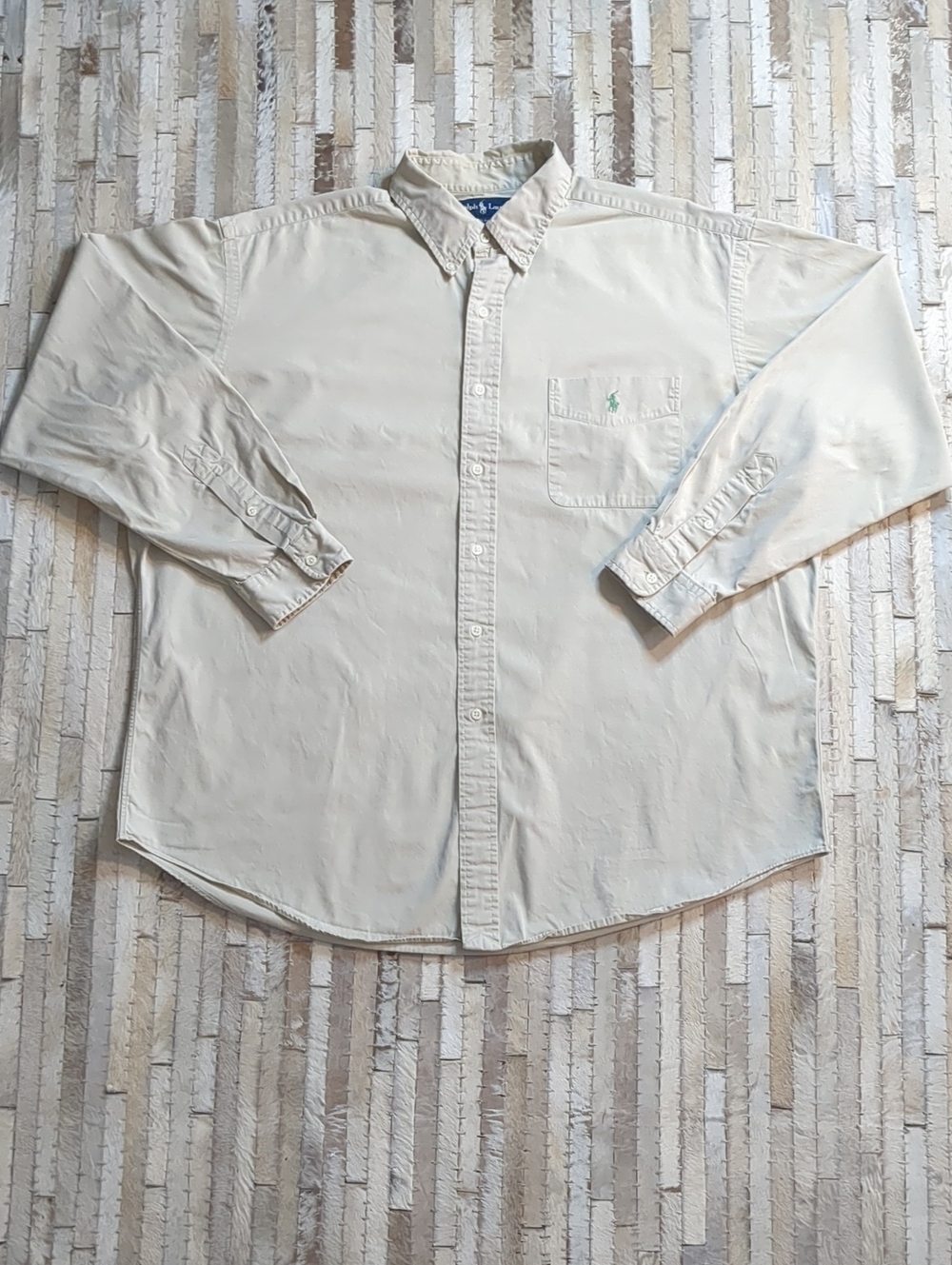Ralph Lauren Men's XL Blake 100% Cotton Long Sleeve Khaki Tan Button Down Shirt